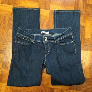 Levi's 524 Too Superlow Dark Blue Jeans Embroidered Women's Size 15 M